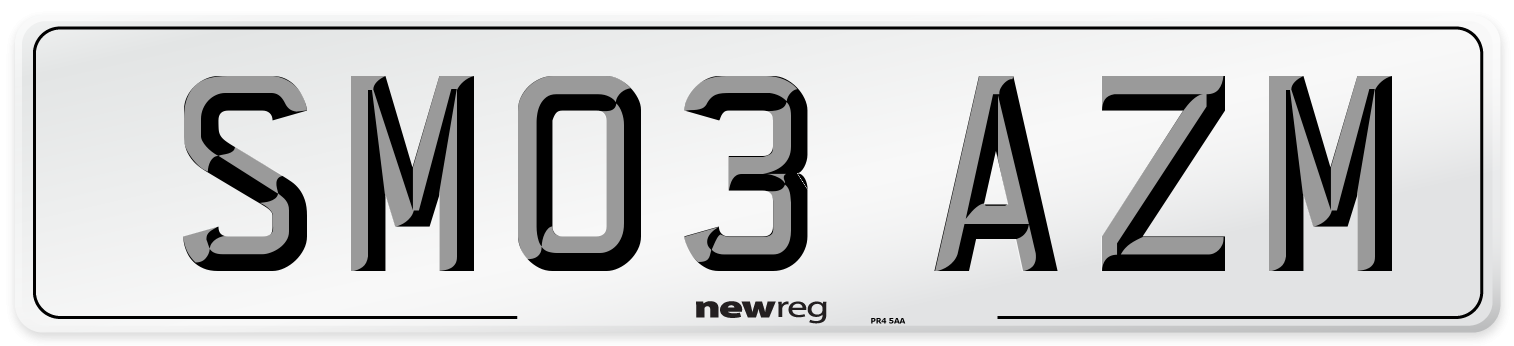 SM03 AZM Number Plate from New Reg